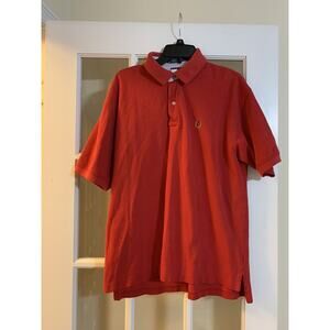 Tommy Hilfiger red collared short sleeve polo logo cotton shirt mens large